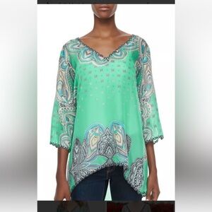 Johnny Was Teal Paisley Women's Tunic